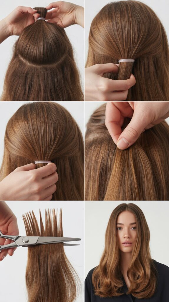 How to Cut Long Layers Yourself Without Mistakes 5 The Ponytail Method for Long Layers