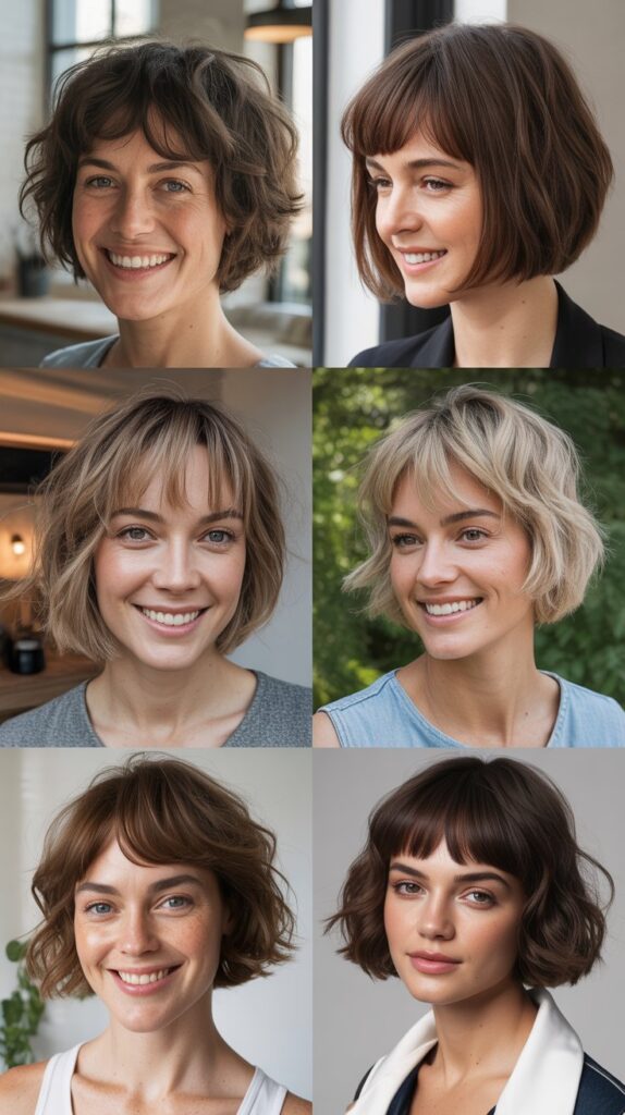 Textured Choppy Bob With Curtain Bangs