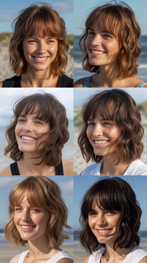 Layered Bangs with Natural Beach Texture