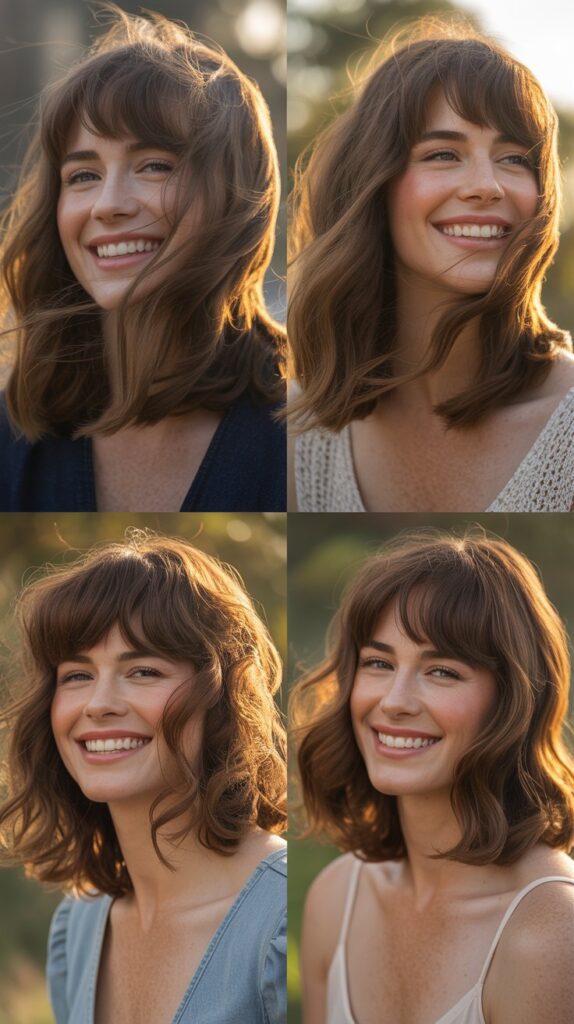 Feathered Side Bangs with Medium Waves