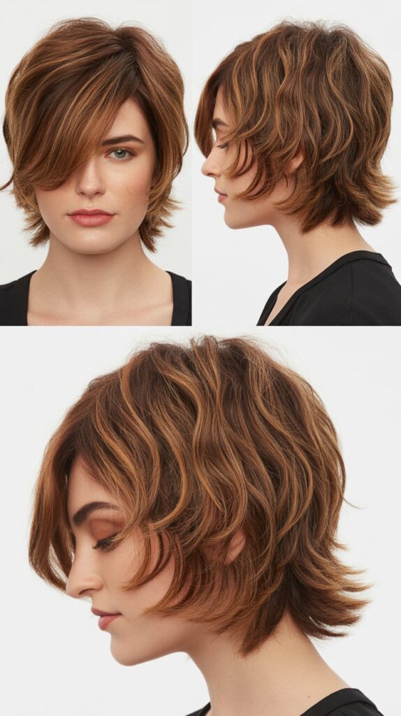 Asymmetrical Shag With Diagonal Bangs