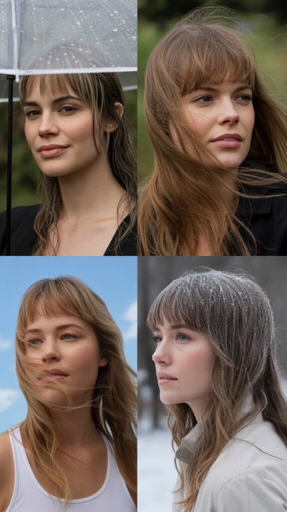 Wispy Bangs in Different Weather Conditions