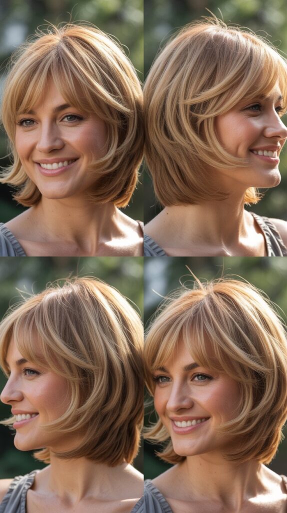 Soft A-Line Bob with Feathered Bangs