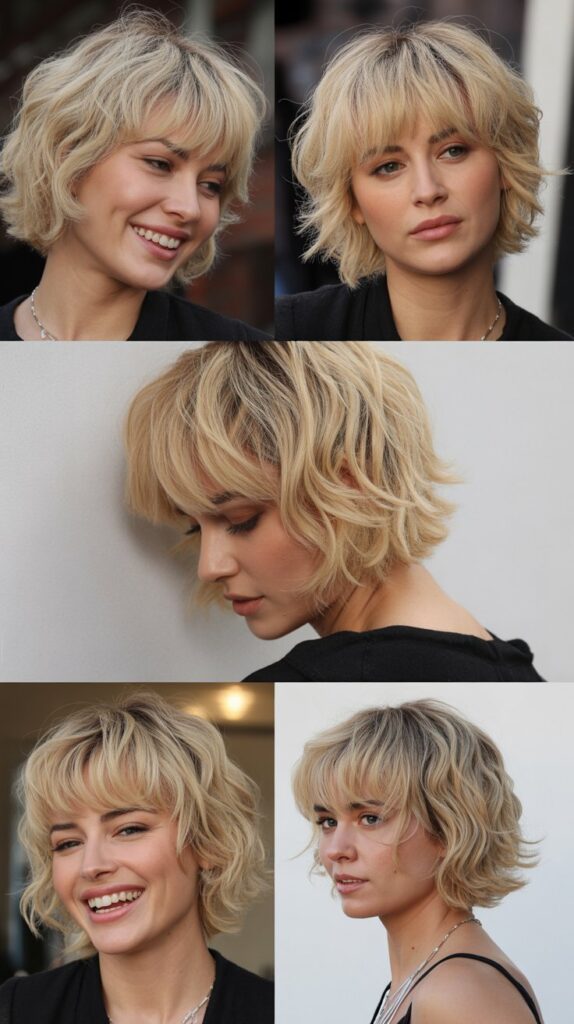 Choppy Lob with Textured Bangs