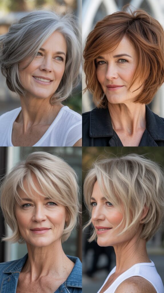 27 Short Bob Hairstyles for Women Over 50 with Fine Hair That Look Full 5 The Textured Choppy Bob