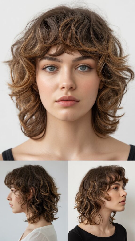 42 Medium Haircuts With Bangs for Thin Hair That Add Volume 9 Collarbone-Length Waves With Piecey Bangs