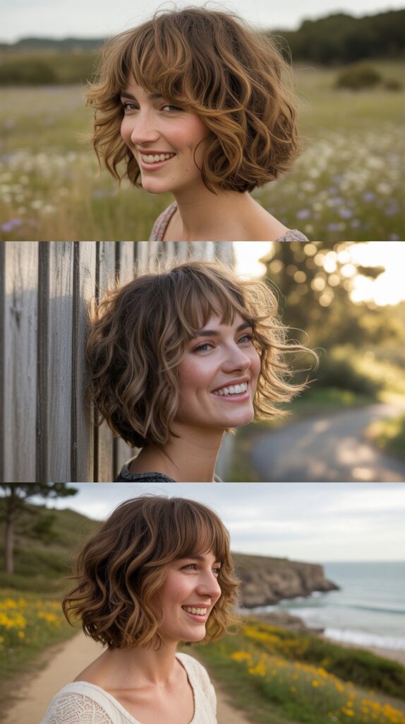 Bohemian Waves With Long Flowing Bangs
