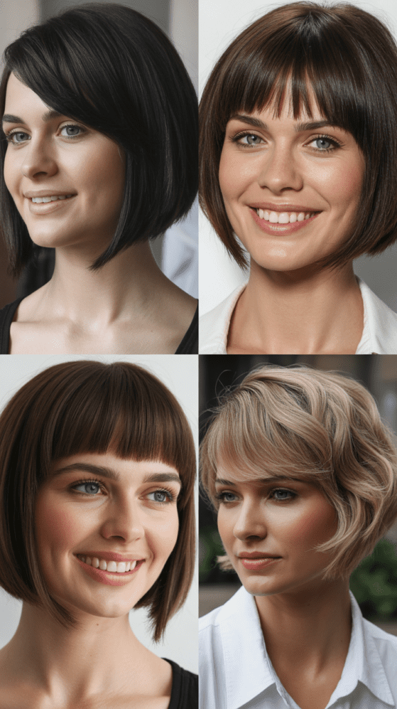 33 Chic Medium Haircuts With Bangs for Women Who Want a Fresh Style 7 Asymmetrical Bob with Angled Bangs
