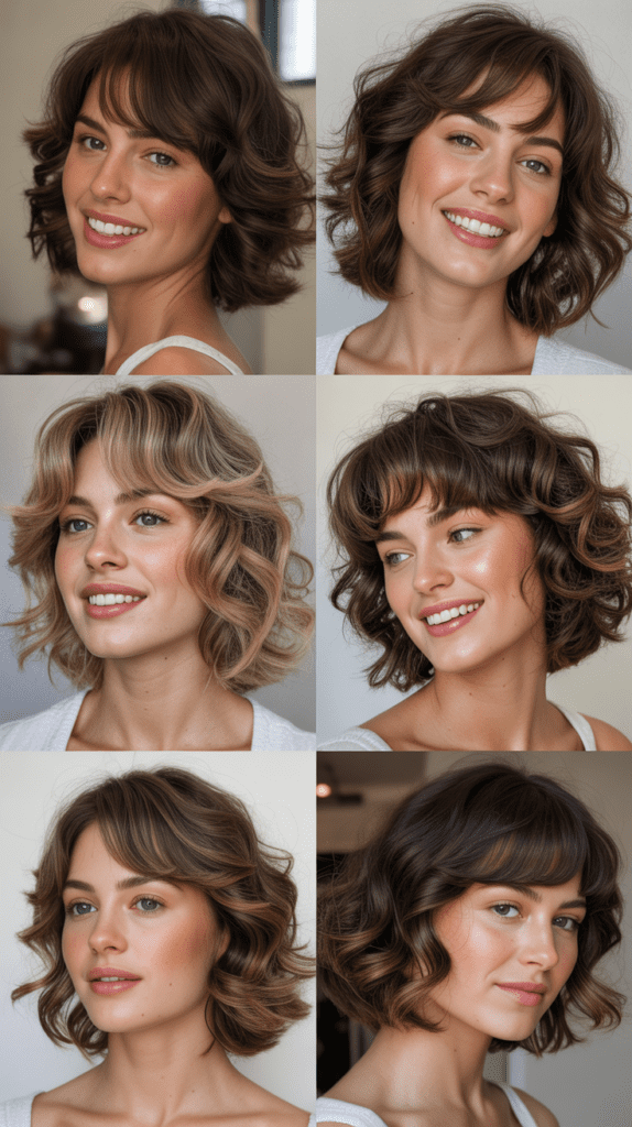 33 Chic Medium Haircuts With Bangs for Women Who Want a Fresh Style 27 Bouncy Lob with Feathered Bangs