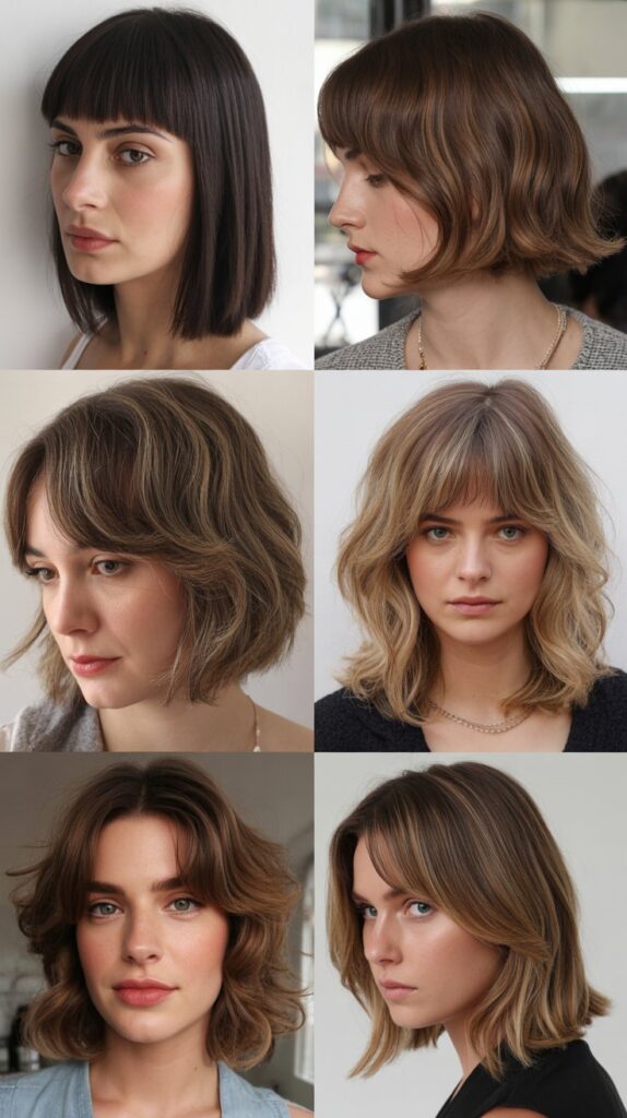 Medium Lob with Curtain Bangs