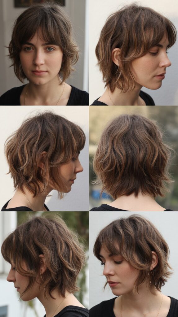 34 Gorgeous Medium-Length Hair With Bangs Ideas for a Modern Update 27 Shaggy Lob with Wispy Fringe