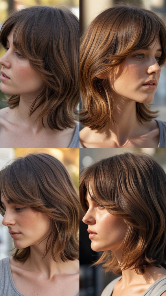 Feathered Bangs with Medium Layered Cut