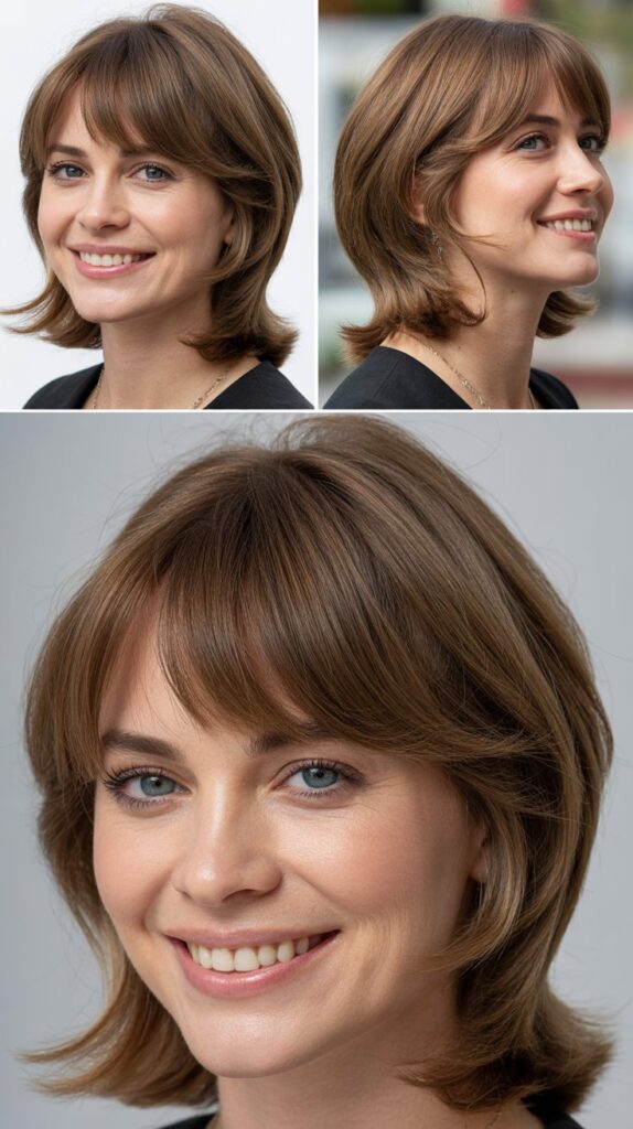 Face-Framing Layers With Brow-Skimming Bangs