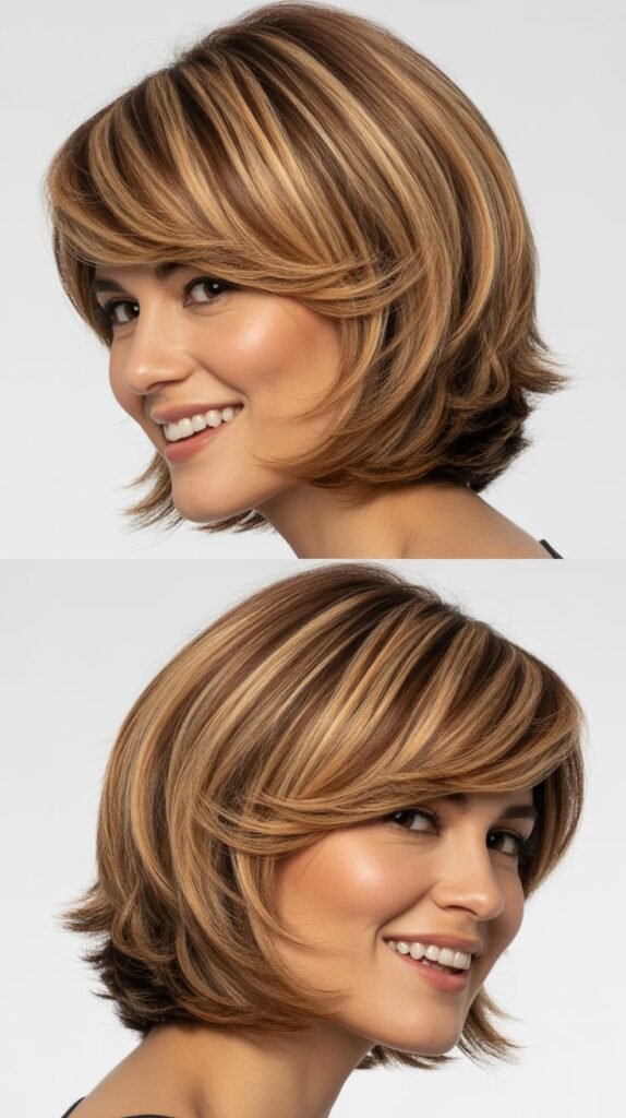 Layered Bob with Side-Swept Bangs