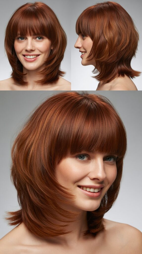 Layered Lob with Heavy Full Bangs