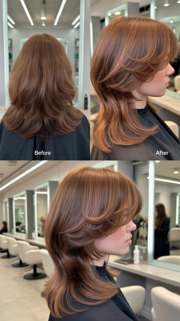 51 Best Haircuts for Thick Hair (Layered, Medium, Shoulder-Length) 9 Butterfly Layers