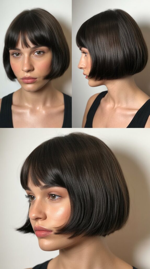 34 Gorgeous Medium-Length Hair With Bangs Ideas for a Modern Update 25 Sleek Bob with Baby Fringe
