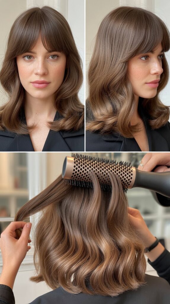  Sleek Straight Medium Bob with Curtain Bangs