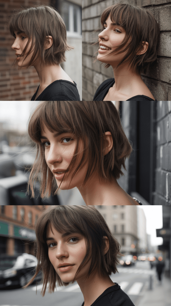 33 Chic Medium Haircuts With Bangs for Women Who Want a Fresh Style 19 Choppy Lob with Textured Bangs