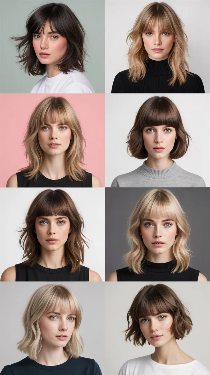 56 Medium-Length Haircuts with Layers and Bangs for a Modern Look