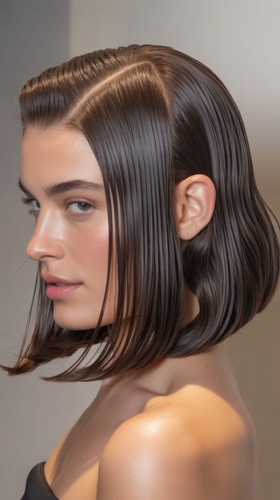 Slicked-Back Long Bob