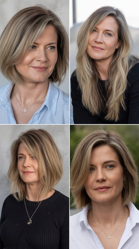 37 Fresh Short Bob Ideas for Women 50+ with Delicate Hair 32 Bob with Balayage and Natural Root