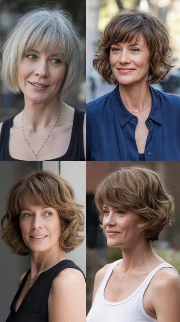 37 Fresh Short Bob Ideas for Women 50+ with Delicate Hair 16 Bob with Wispy Bangs
