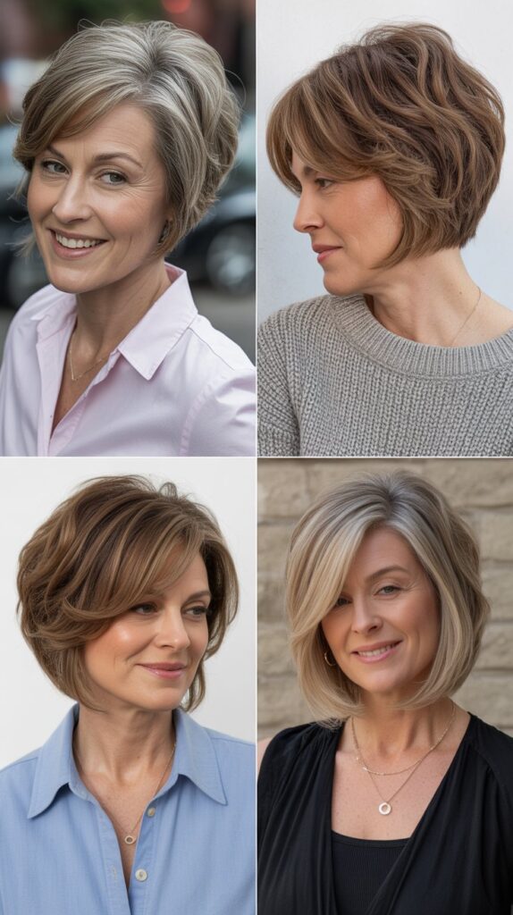 37 Fresh Short Bob Ideas for Women 50+ with Delicate Hair 11 Graduated Bob with Layered Crown