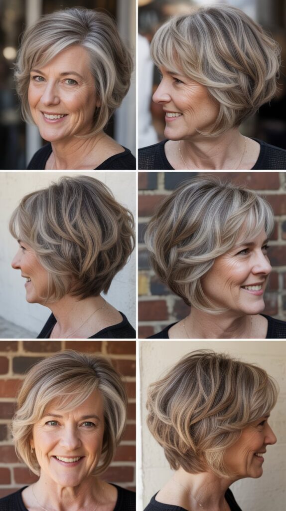 37 Fresh Short Bob Ideas for Women 50+ with Delicate Hair 26 Graduated Bob with Razored Ends