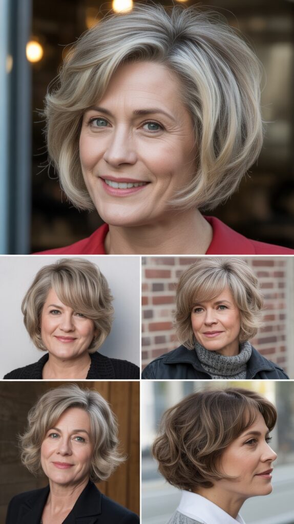 37 Fresh Short Bob Ideas for Women 50+ with Delicate Hair 28 Voluminous Bob with Root Lift