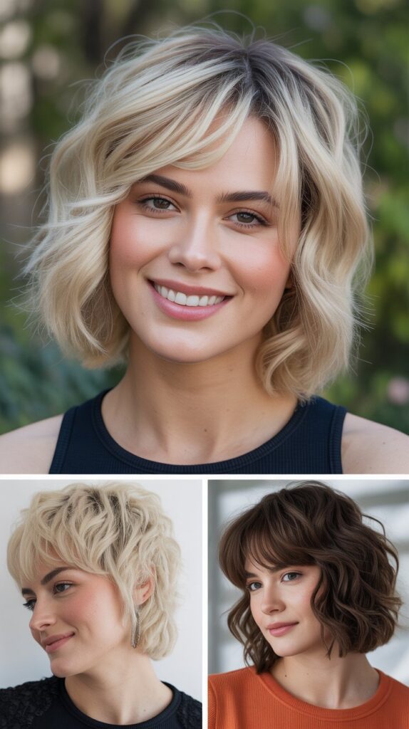 Almond Blonde Shag with Piecey Side Bangs