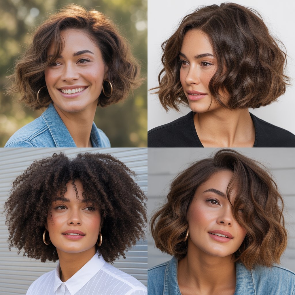 Natural Texture Bob with Flowing Side Bangs
