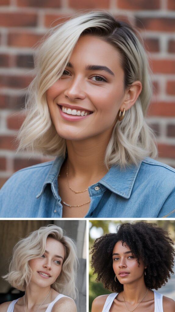  White Blonde Midi Length with Long Side Fringe