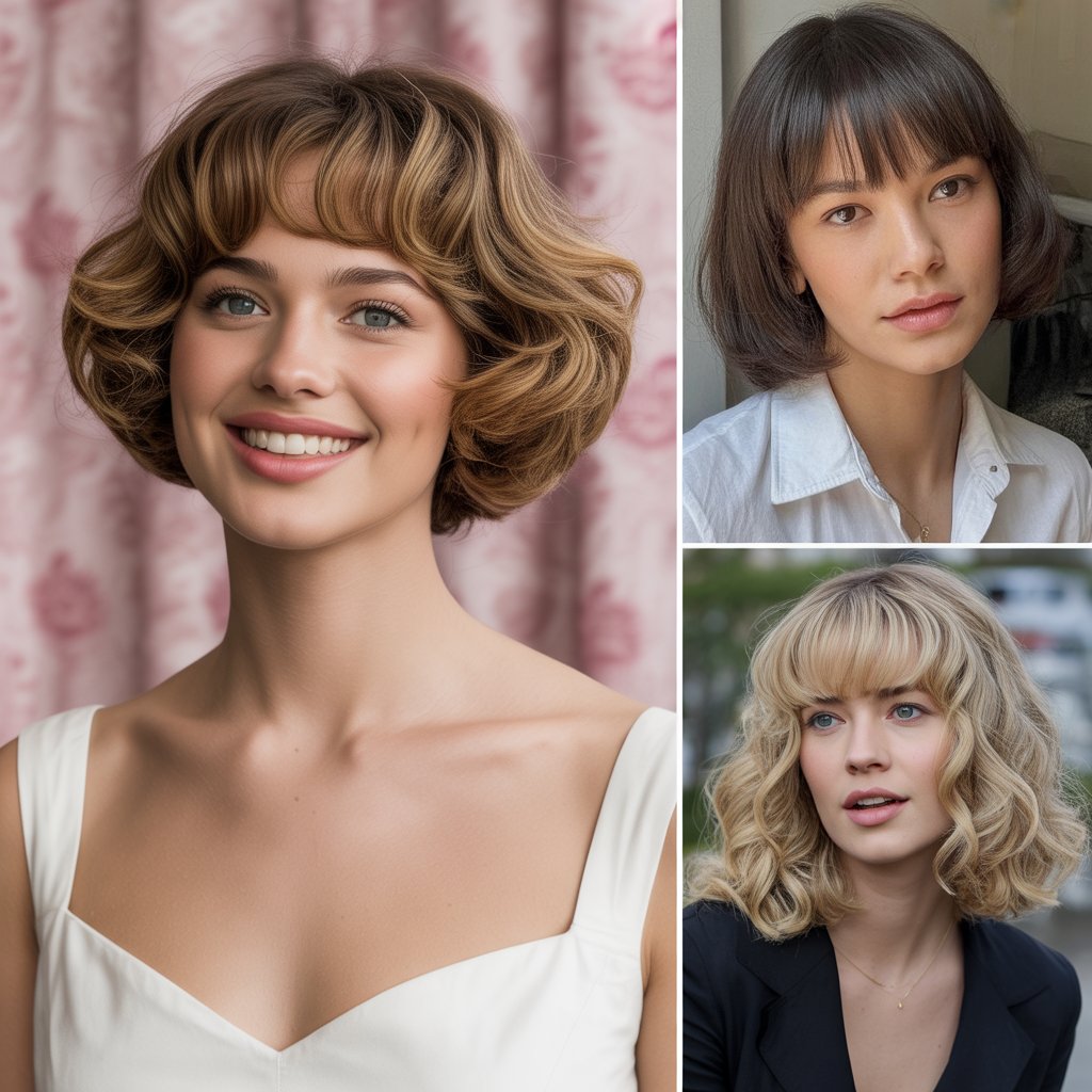 Bouncy Bob with Bardot Bangs for Vintage Glamour