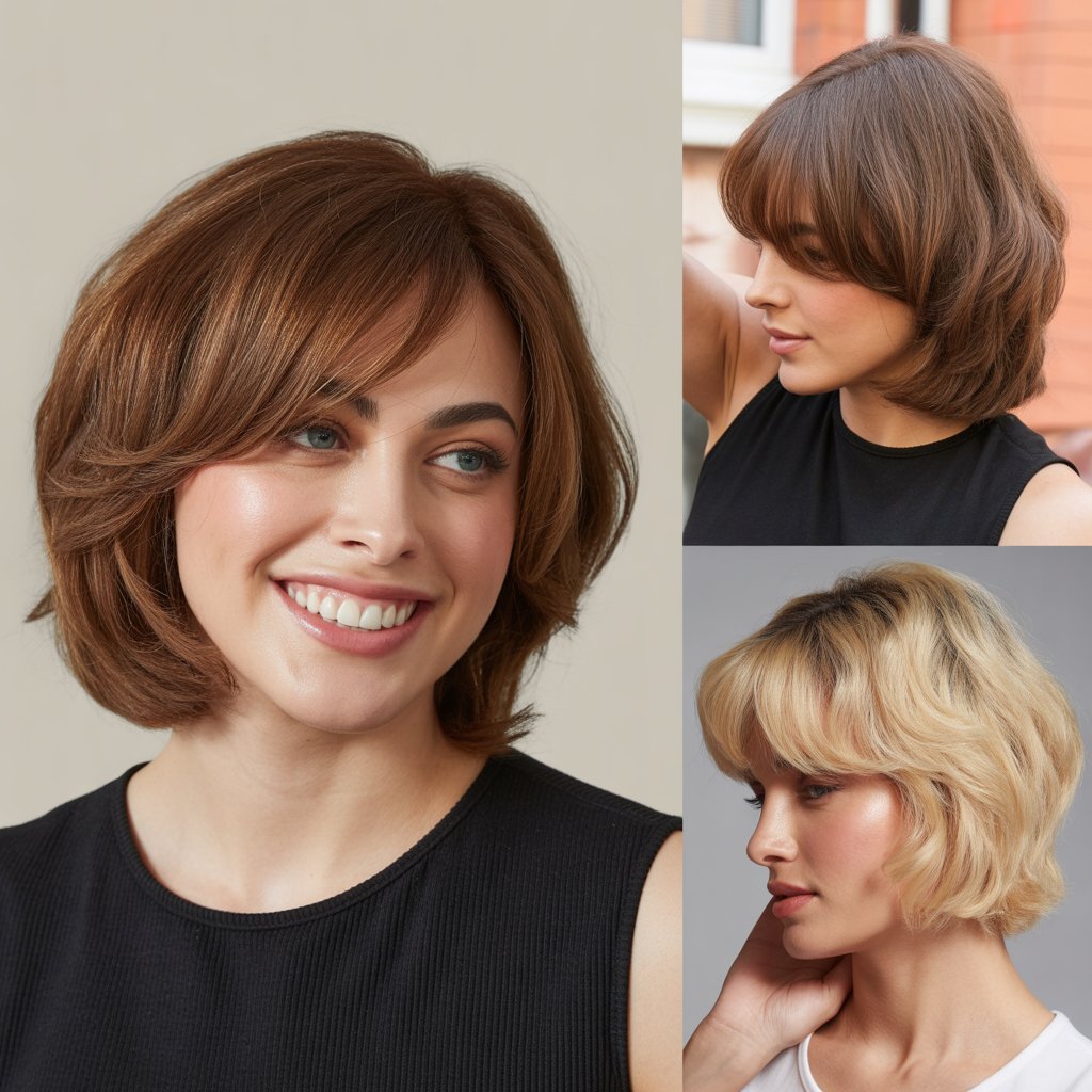 Classic Medium Layered Bob with Side Bangs
