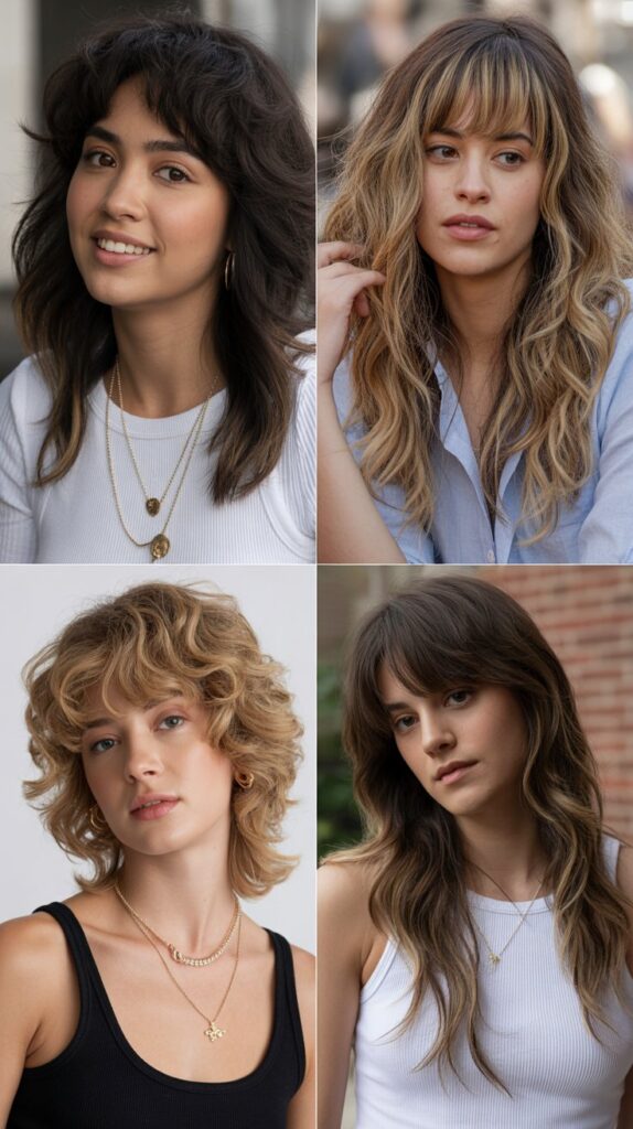 Disconnected Layers With Edgy Curtain Bangs