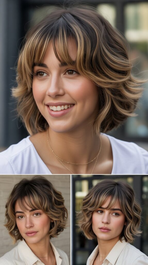 Layered Bob with Bangs and Balayage