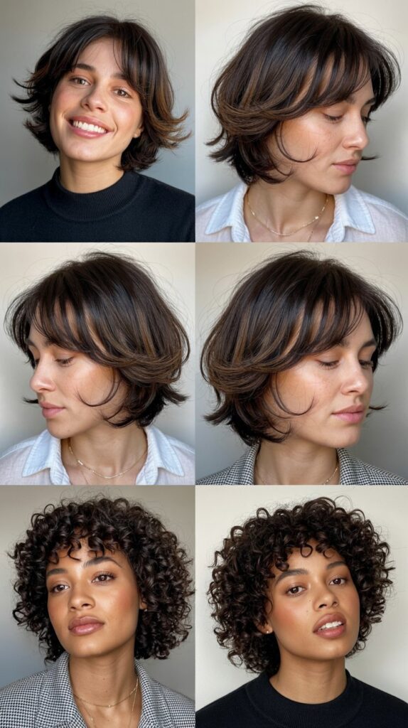 30 Stunning Medium Haircuts With Bangs for Thin Hair That Add Fullness 13 Layered Collarbone Cut with Wispy Side Bangs