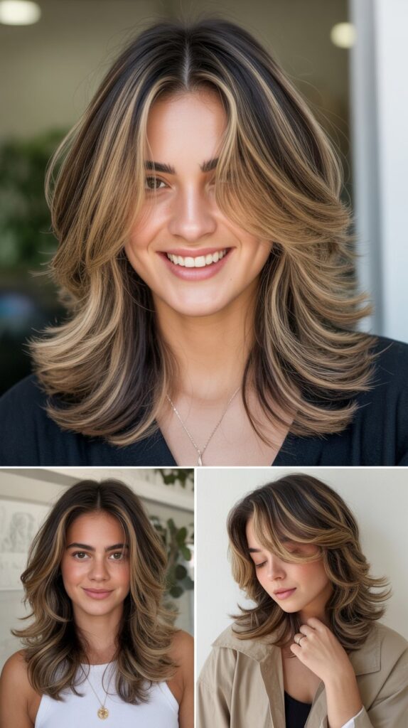 Layered Hair with Dimensional Lowlights