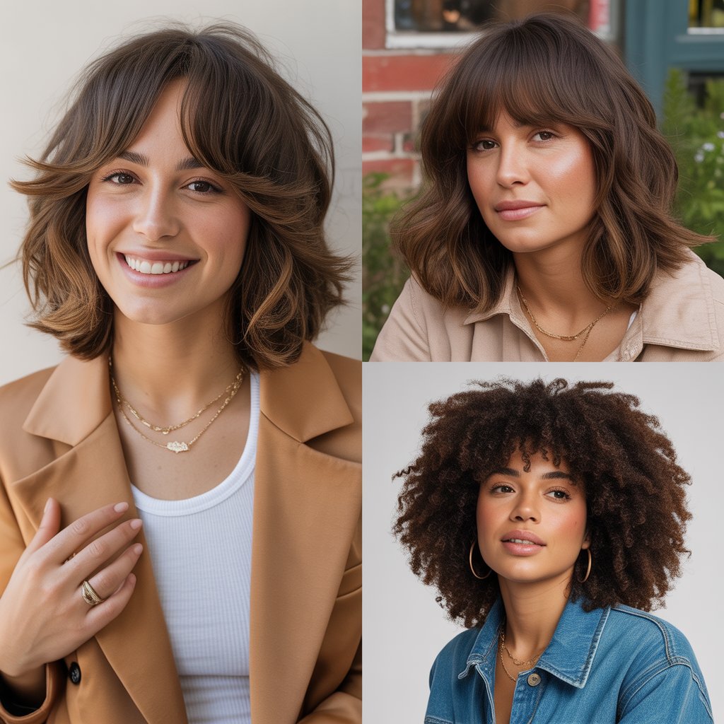 Layered Shag with Curtain Bangs for Versatility