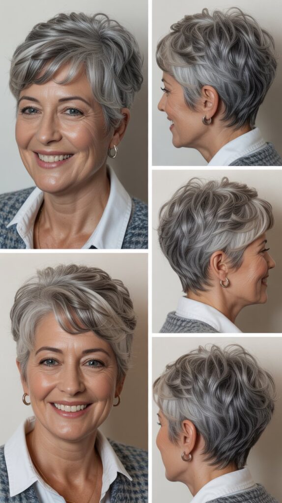 31 Trendy Hairstyles for Women Over 60 That Make You Look Younger 10 Natural Silver/Gray Pixie