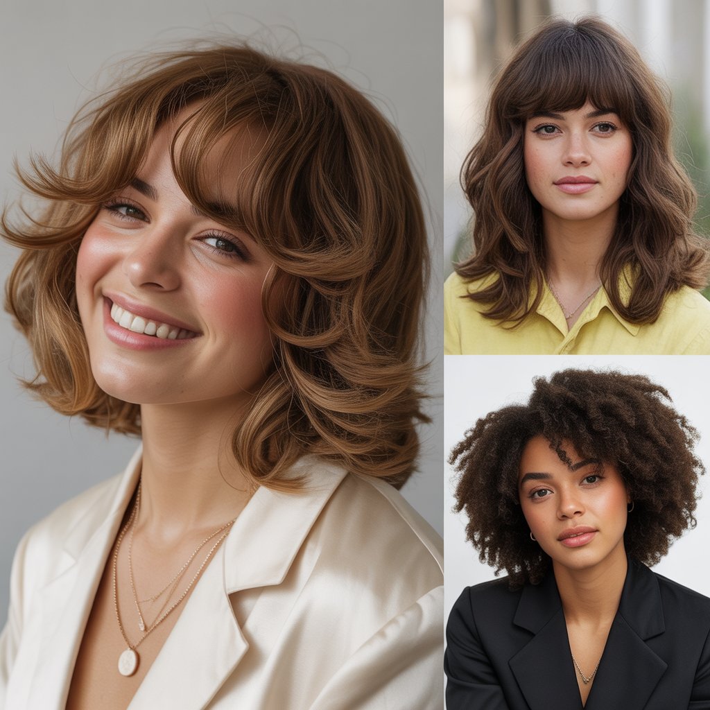 Romantic Layers with Swoopy Bangs for Feminine Appeal