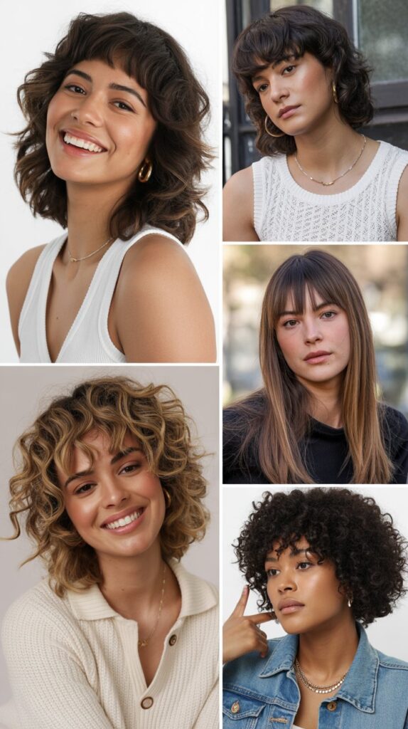 27 Best Medium Haircuts With Bangs That Instantly Transform Your Look 6 Textured Midi Cut with Choppy Bangs