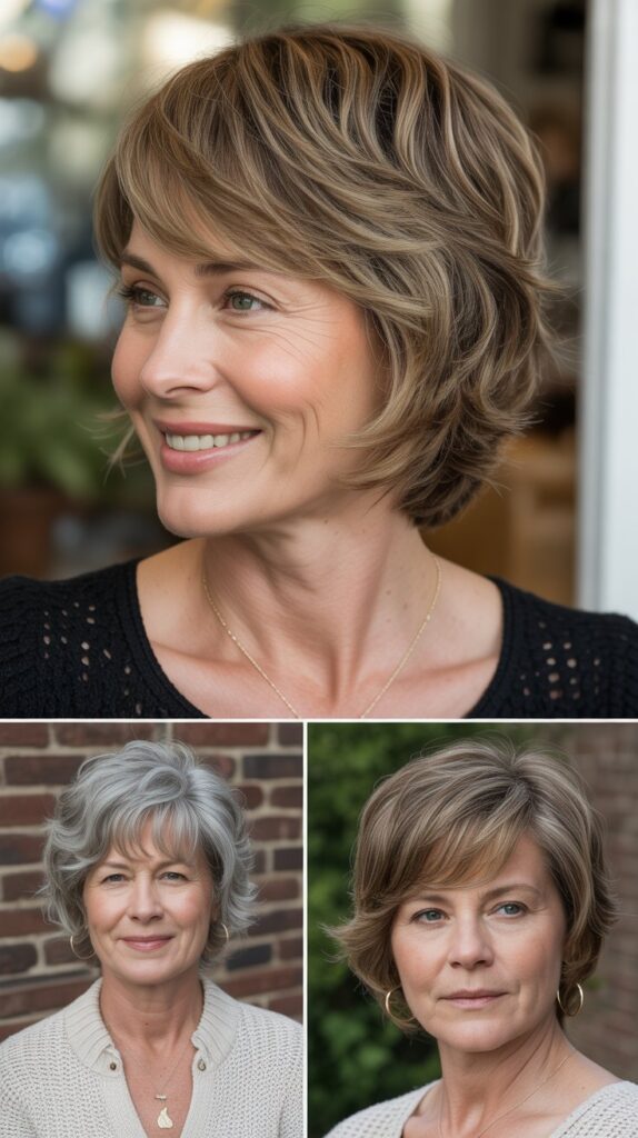 30 Youthful Medium-Length Hairstyles for Women Over 70 You'll Want to Copy 23 The Graduated Shag with Highlights