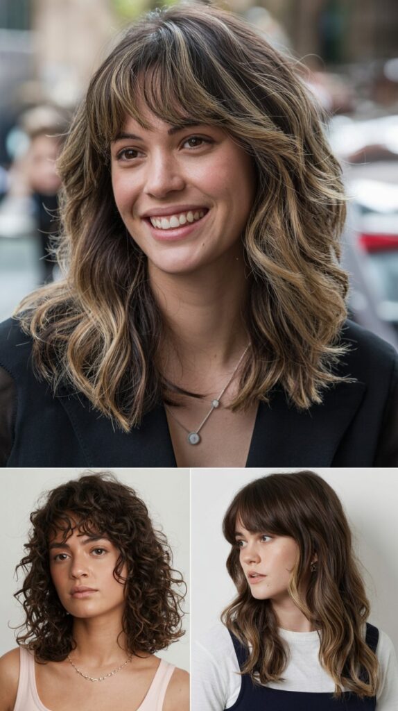 30 Stunning Medium Haircuts With Bangs for Thin Hair That Add Fullness 15 Long Layers with Curtain Bangs