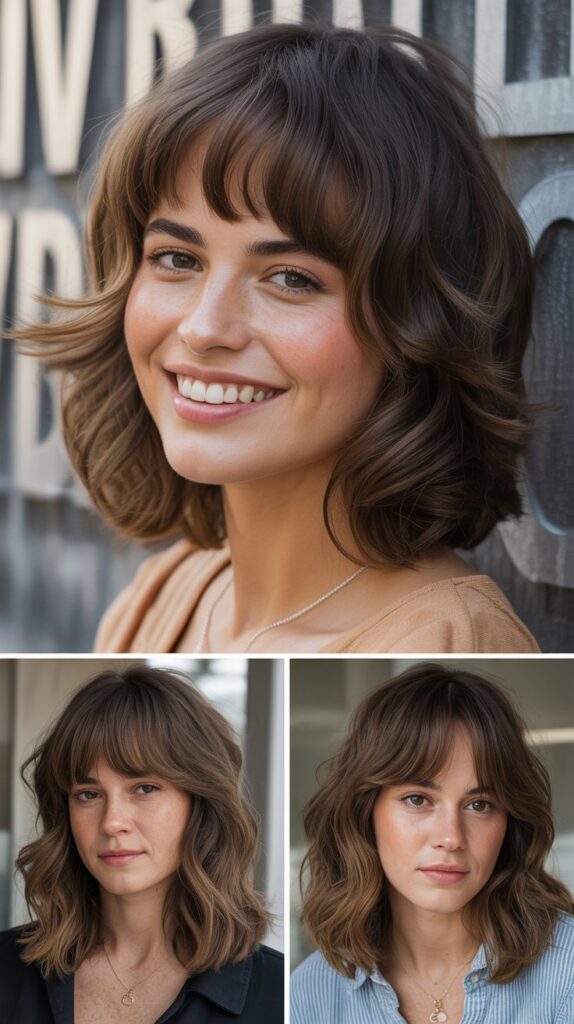 Medium Shag with Face-Framing Layers and Bangs