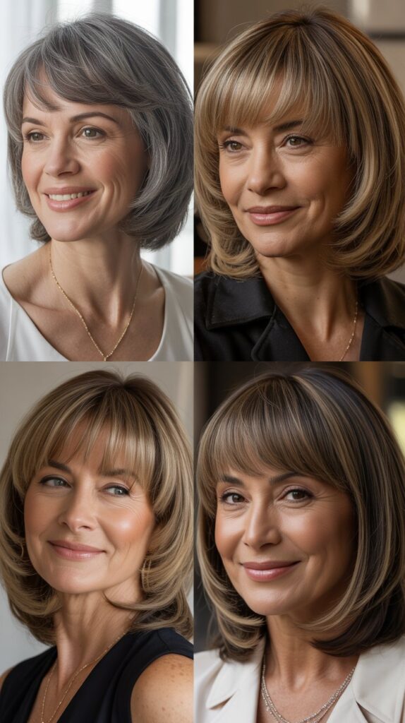 Blunt Bangs with Graduated Medium Layers