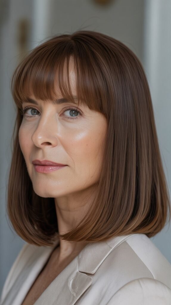 Baby Bangs with Sleek Midi Cut