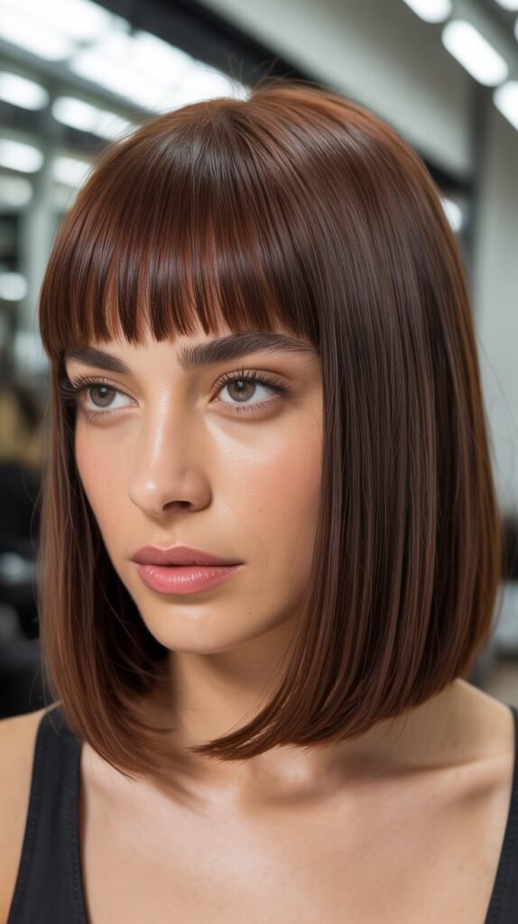  Blunt Lob with Micro-Bangs