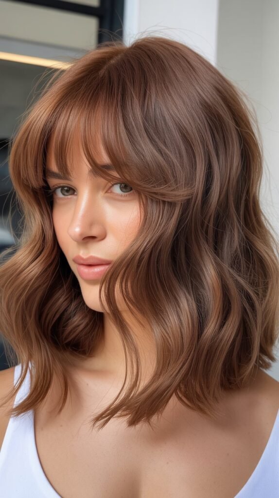 Wavy Lob with Curtain Bangs